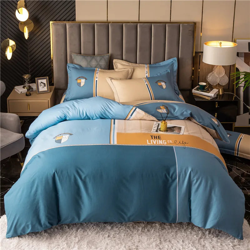 Drop Shipping 100% Cotton 60s 13372 4pcs Luxury Duvet Cover Bed Sheet Spreads Bedsheet Comforter Bedding Set