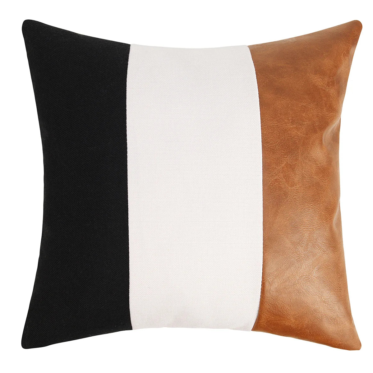 European and American New Pu Splicing Contrast Leather Linen Pillow Case Living Room Sofa Pillow Cushion