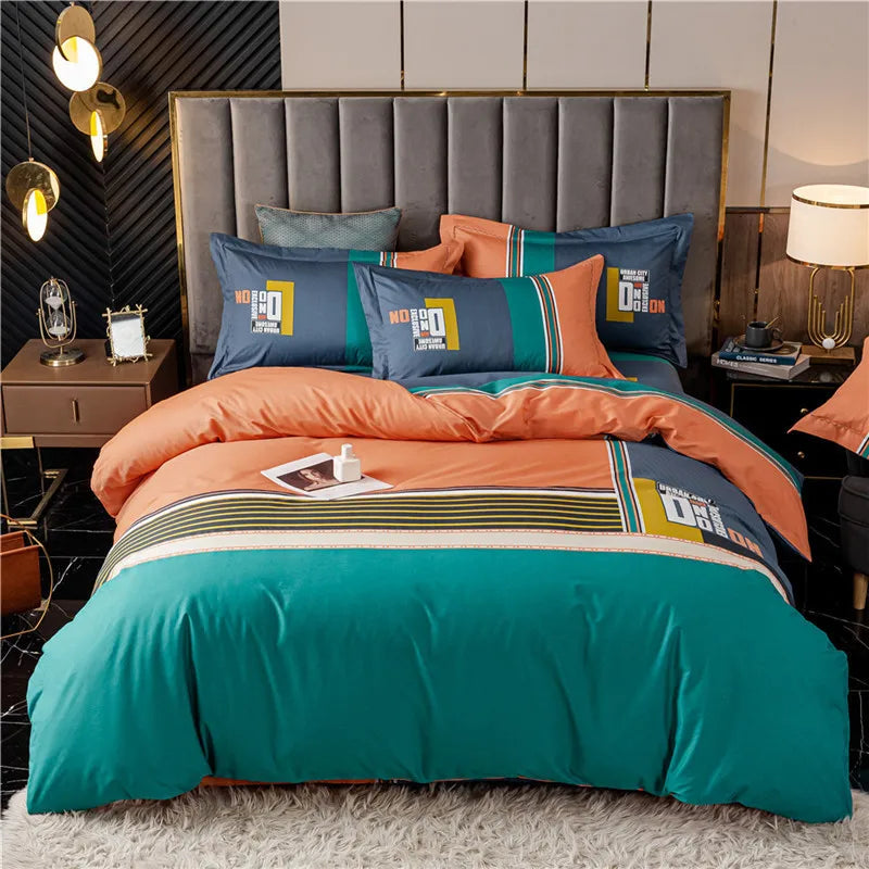 Drop Shipping 100% Cotton 60s 13372 4pcs Luxury Duvet Cover Bed Sheet Spreads Bedsheet Comforter Bedding Set