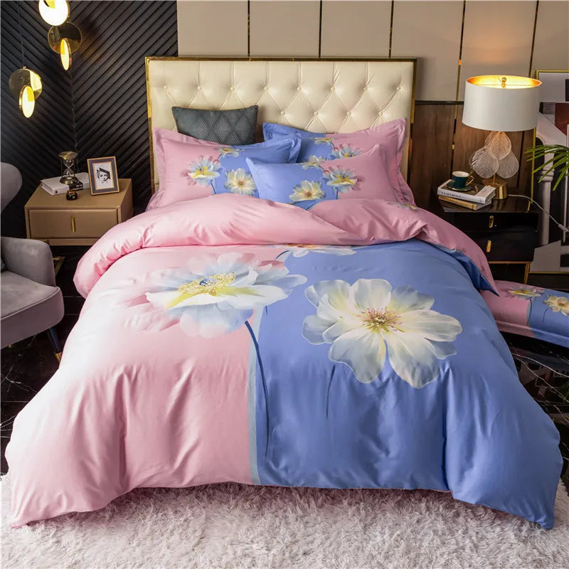 Drop Shipping 100% Cotton 60s 13372 4pcs Luxury Duvet Cover Bed Sheet Spreads Bedsheet Comforter Bedding Set