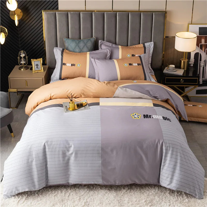 Drop Shipping 100% Cotton 60s 13372 4pcs Luxury Duvet Cover Bed Sheet Spreads Bedsheet Comforter Bedding Set