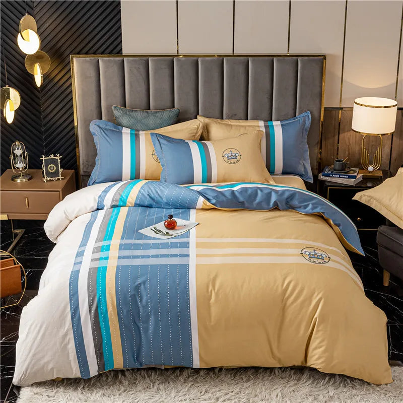 Drop Shipping 100% Cotton 60s 13372 4pcs Luxury Duvet Cover Bed Sheet Spreads Bedsheet Comforter Bedding Set