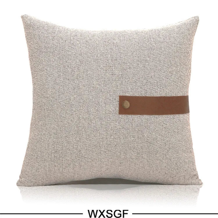 Luxury Cushion Covers 100% French Linen PU Leather Horse Plush Pillow Cover Modern 45x45cm