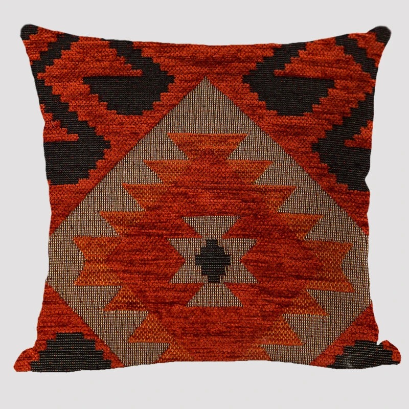 Custom Red Geometric Design Luxury Sofa Cushion Cover Square Shape Wedding Printed Christmas Decor Pillow Cover for Home Use