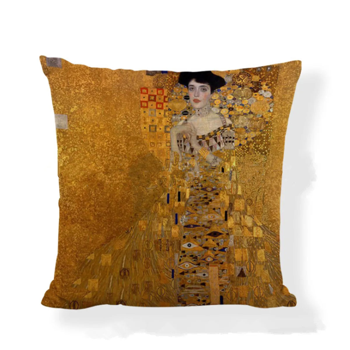 Square Gustav Klimt Pattern Painting Cotton Linen Throw Print Pillow Case Cushion Cover Home Pillow Cover Decoration