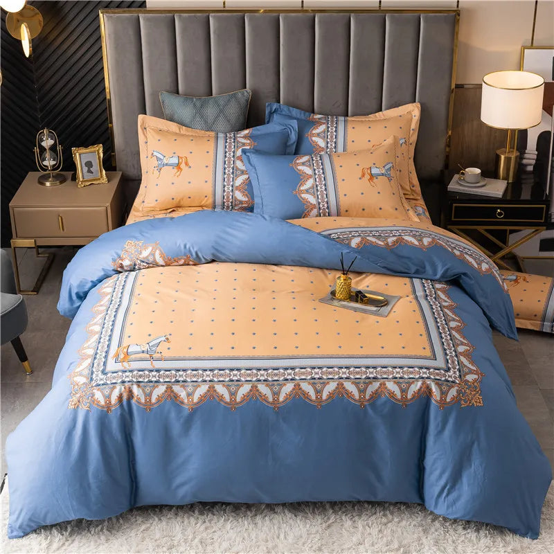 Drop Shipping 100% Cotton 60s 13372 4pcs Luxury Duvet Cover Bed Sheet Spreads Bedsheet Comforter Bedding Set