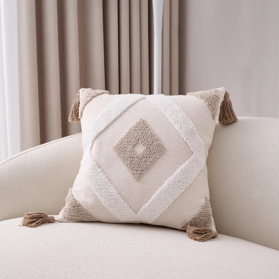 Cotton Linen Bohemian Ins Style Cushion Sofa Living Room Pillowcase Headboard Backrest Bay Window Tassel Cushion Cover