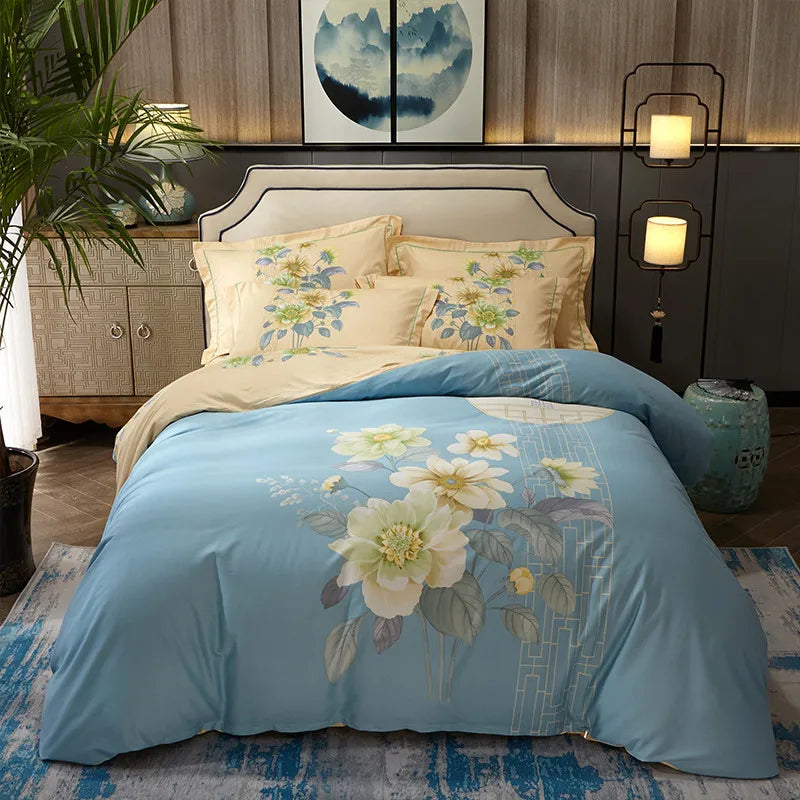 Drop Shipping 100% Cotton 60s 13372 4pcs Luxury Duvet Cover Bed Sheet Spreads Bedsheet Comforter Bedding Set