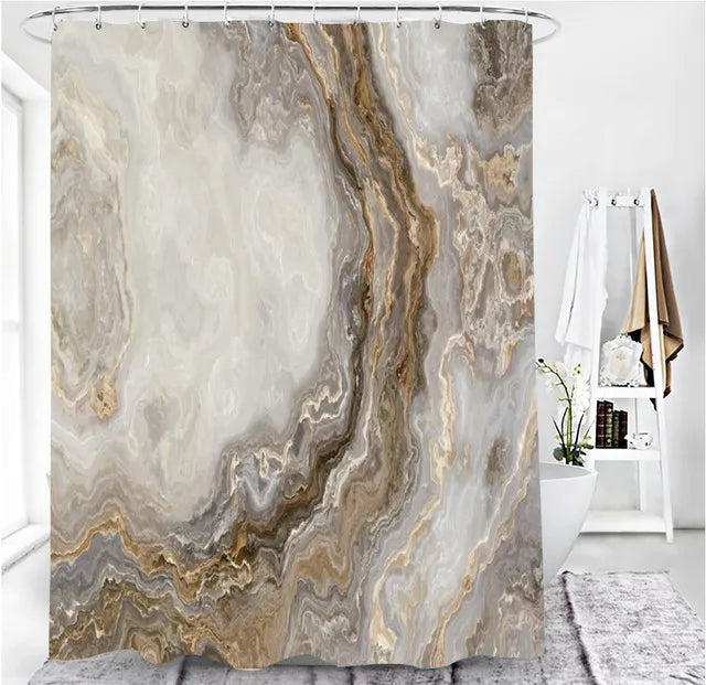 Marble White Shower Curtain Set With Non Slip Rug Bath Mat Carpet Modern Bathroom Curtains Toilet Lid Cover Home Decoration/
