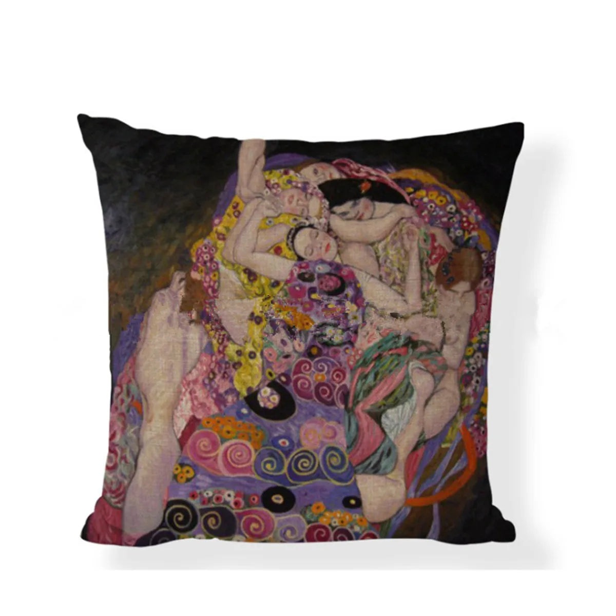Square Gustav Klimt Pattern Painting Cotton Linen Throw Print Pillow Case Cushion Cover Home Pillow Cover Decoration