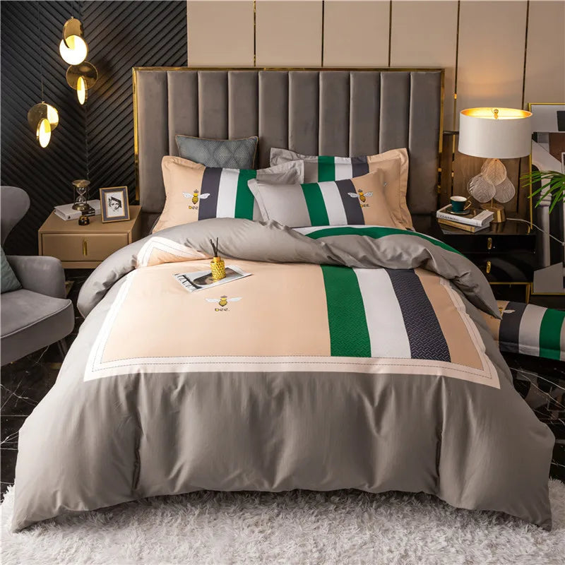 Drop Shipping 100% Cotton 60s 13372 4pcs Luxury Duvet Cover Bed Sheet Spreads Bedsheet Comforter Bedding Set