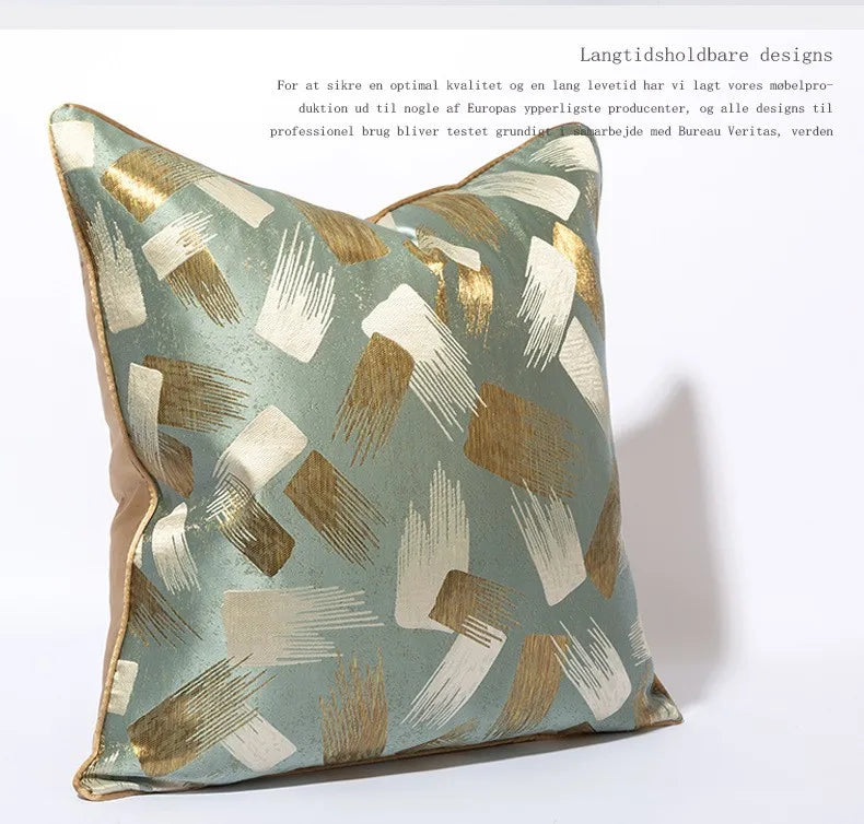 Jacquard House Decor Cushions for Sofa Luxurious Cushion Cover 45X45 Sofa Pillow Cushion Belak and Golden