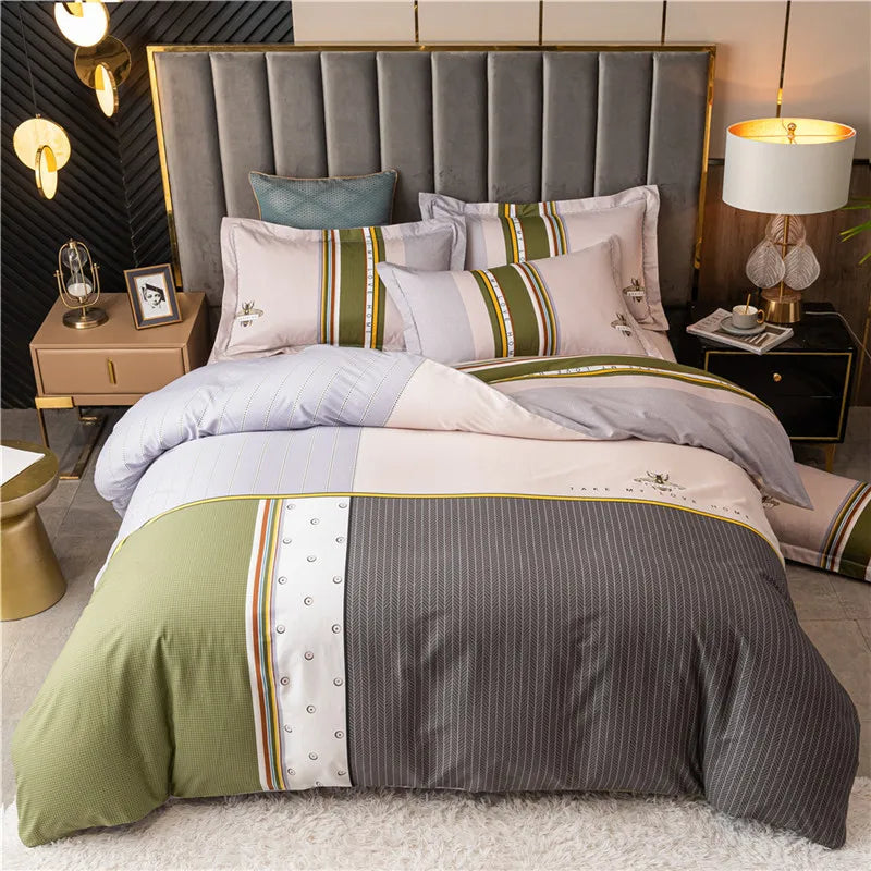 Drop Shipping 100% Cotton 60s 13372 4pcs Luxury Duvet Cover Comforter Cotton Bed Sheet Sets