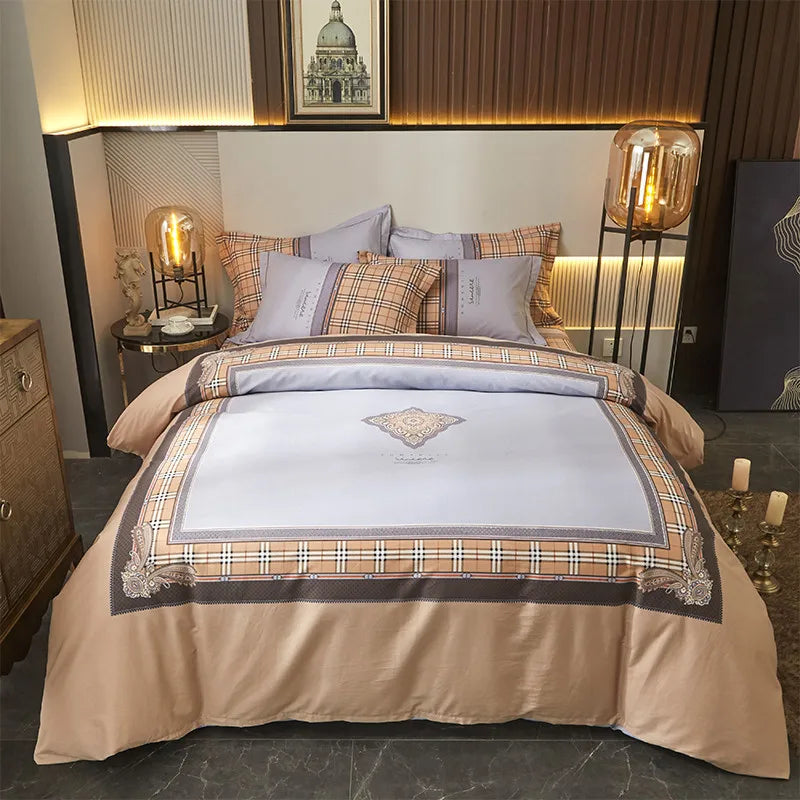 Drop Shipping 100% Cotton 60s 13372 4pcs Luxury Duvet Cover Bed Sheet Spreads Bedsheet Comforter Bedding Set