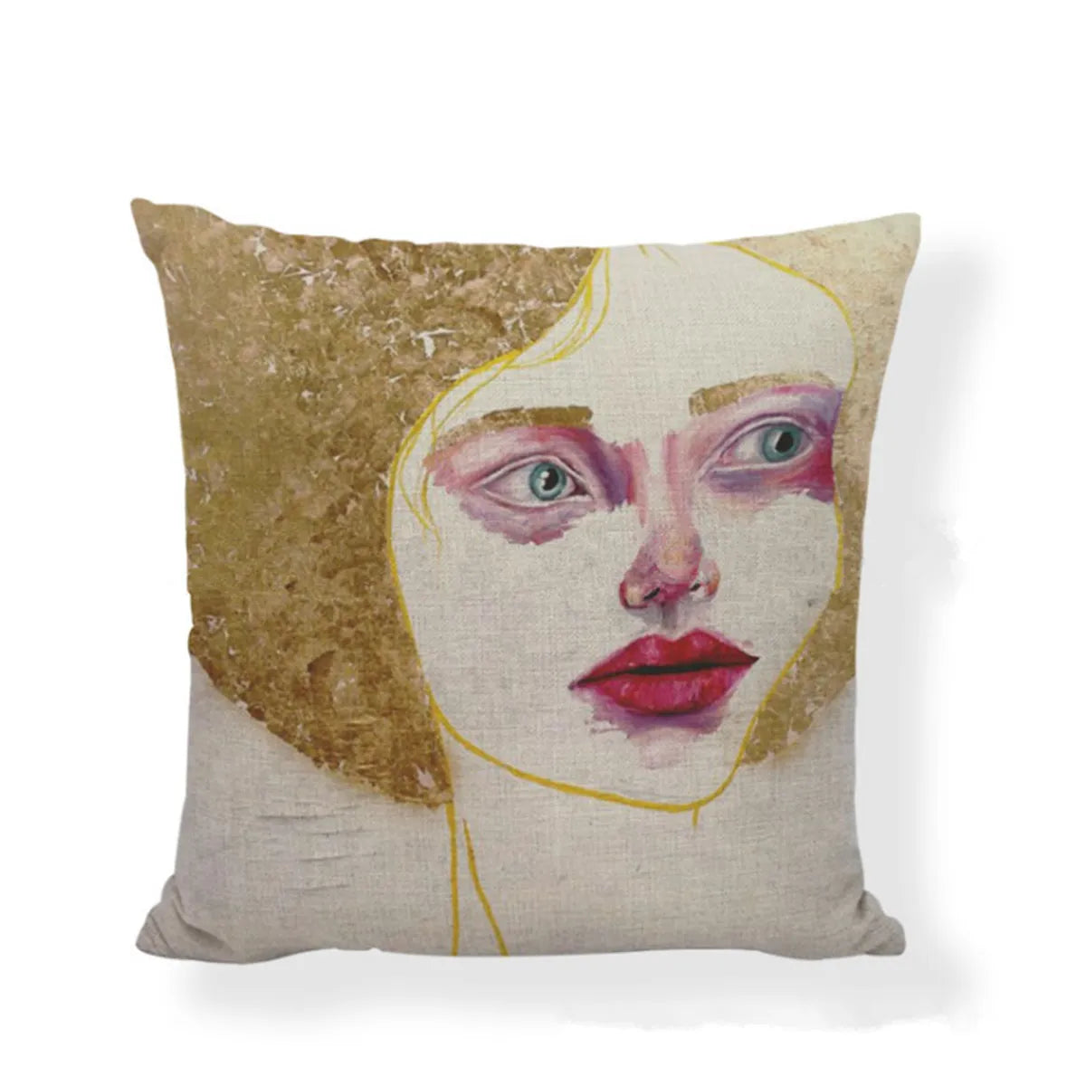 Square Gustav Klimt Pattern Painting Cotton Linen Throw Print Pillow Case Cushion Cover Home Pillow Cover Decoration
