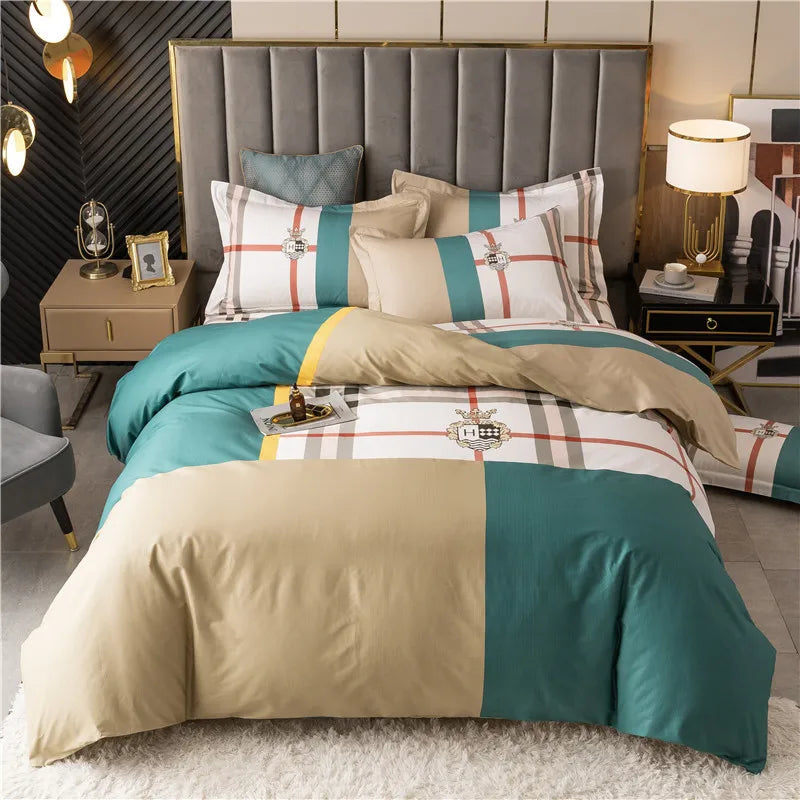 Drop Shipping 100% Cotton 60s 13372 4pcs Luxury Duvet Cover Comforter Cotton Bed Sheet Sets