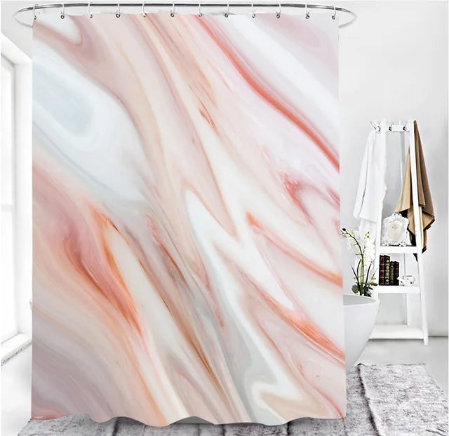 Marble White Shower Curtain Set With Non Slip Rug Bath Mat Carpet Modern Bathroom Curtains Toilet Lid Cover Home Decoration/