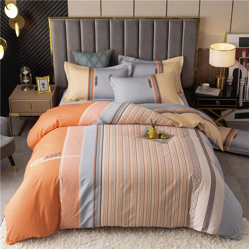Drop Shipping 100% Cotton 60s 13372 4pcs Luxury Duvet Cover Comforter Cotton Bed Sheet Sets