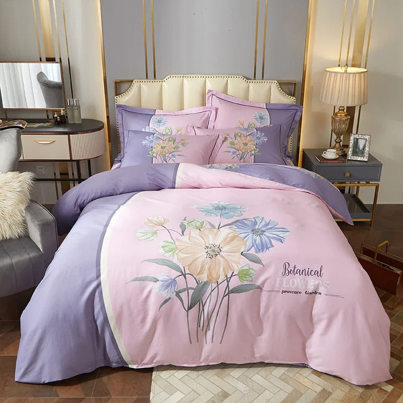 Drop Shipping 100% Cotton 60s 13372 4pcs Luxury Duvet Cover Bed Sheet Spreads Bedsheet Comforter Bedding Set