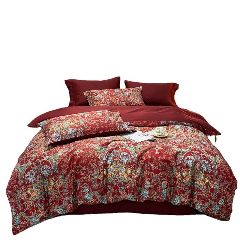 100% Egyptian Long Staple Organic Cotton Duvet Cover Sets American Style 60s 4 Pcs 300 Thread Count