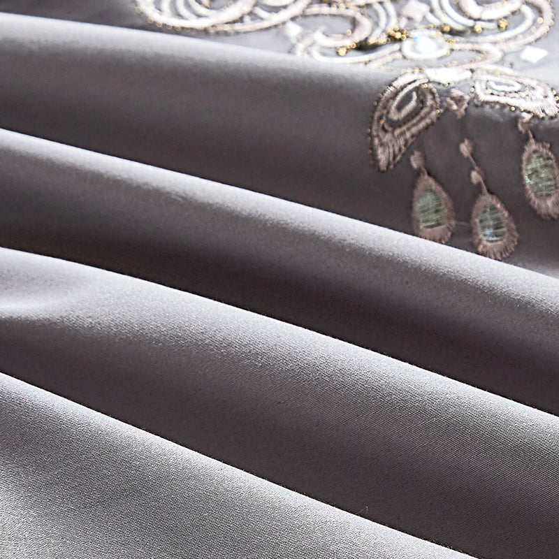 Royalty 100s Cotton Italian Embroidered Bedding Set 4pcs Embroidery Bed Sheets Designs