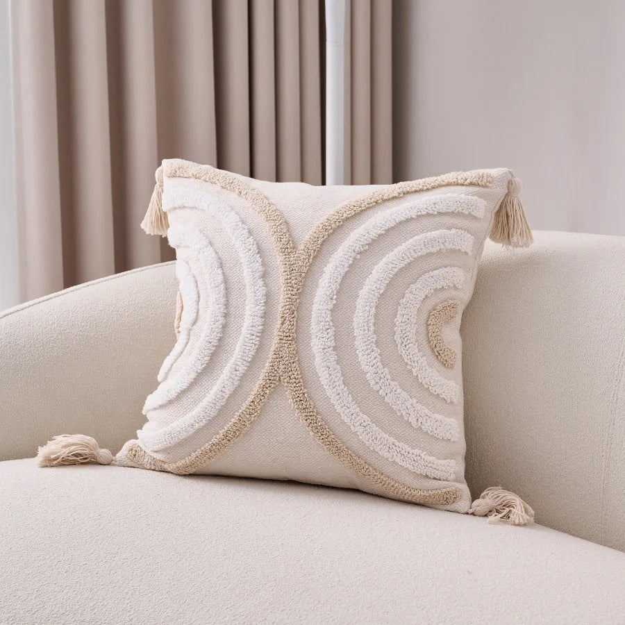 Cotton Linen Bohemian Ins Style Cushion Sofa Living Room Pillowcase Headboard Backrest Bay Window Tassel Cushion Cover