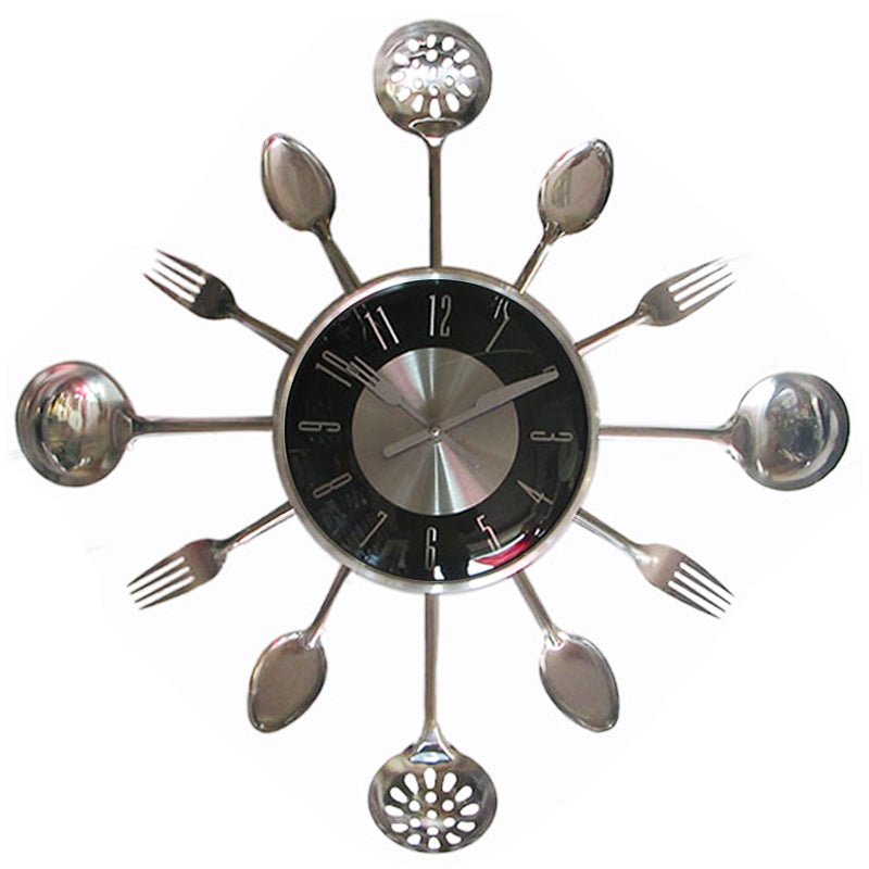 45cm Cutlery Spoon Fork Kitchen Wall Clock Decorative - 12mm Metal Sheet