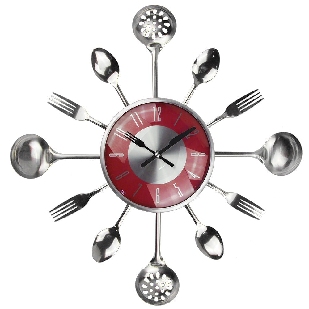 45cm Cutlery Spoon Fork Kitchen Wall Clock Decorative - 12mm Metal Sheet