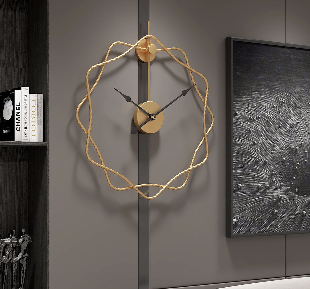 50cm Creative Luxury Iron Prismatic Gold Wall Clock - 9mm Metal Sheet