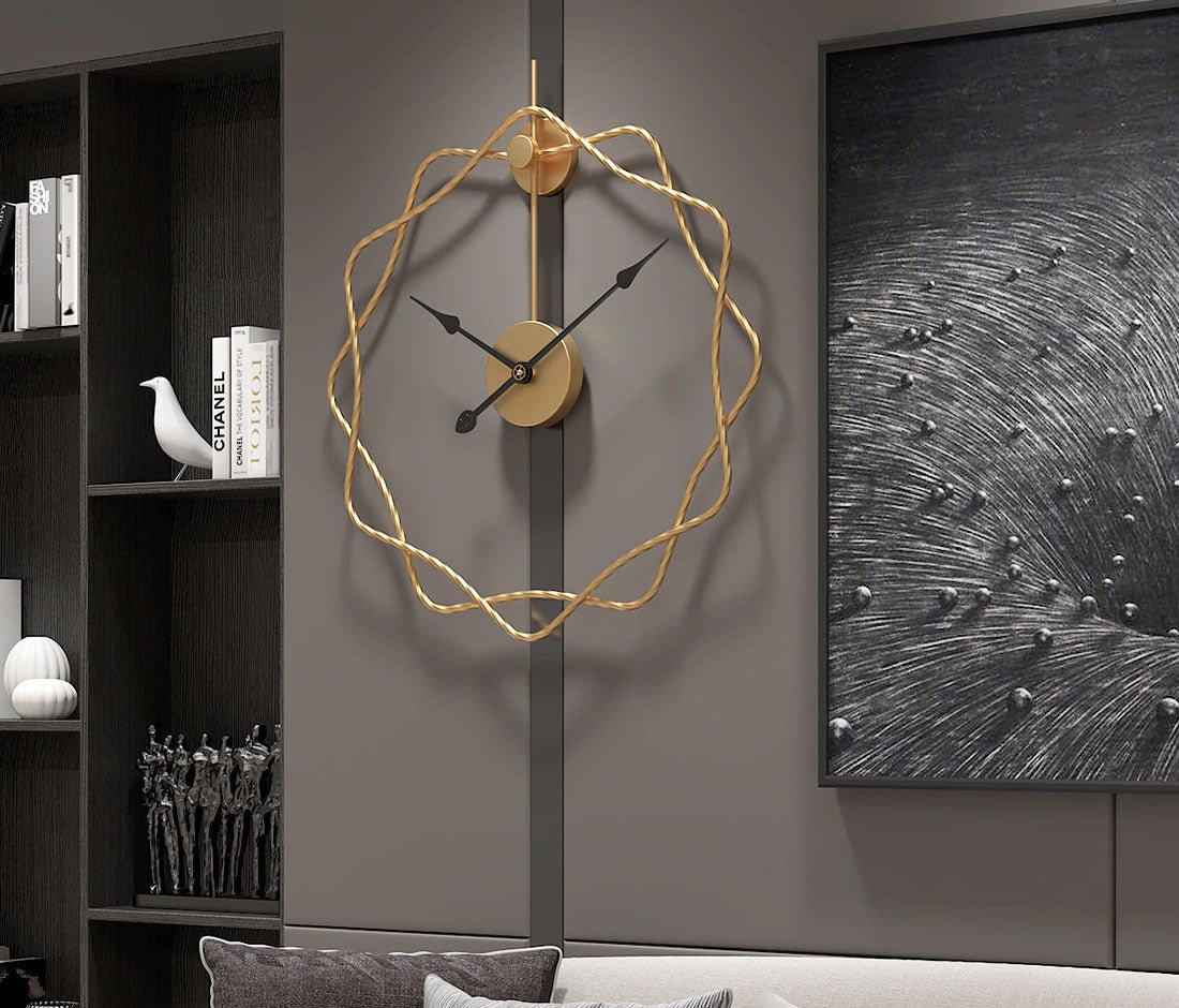 50cm Creative Luxury Iron Prismatic Gold Wall Clock - 9mm Metal Sheet
