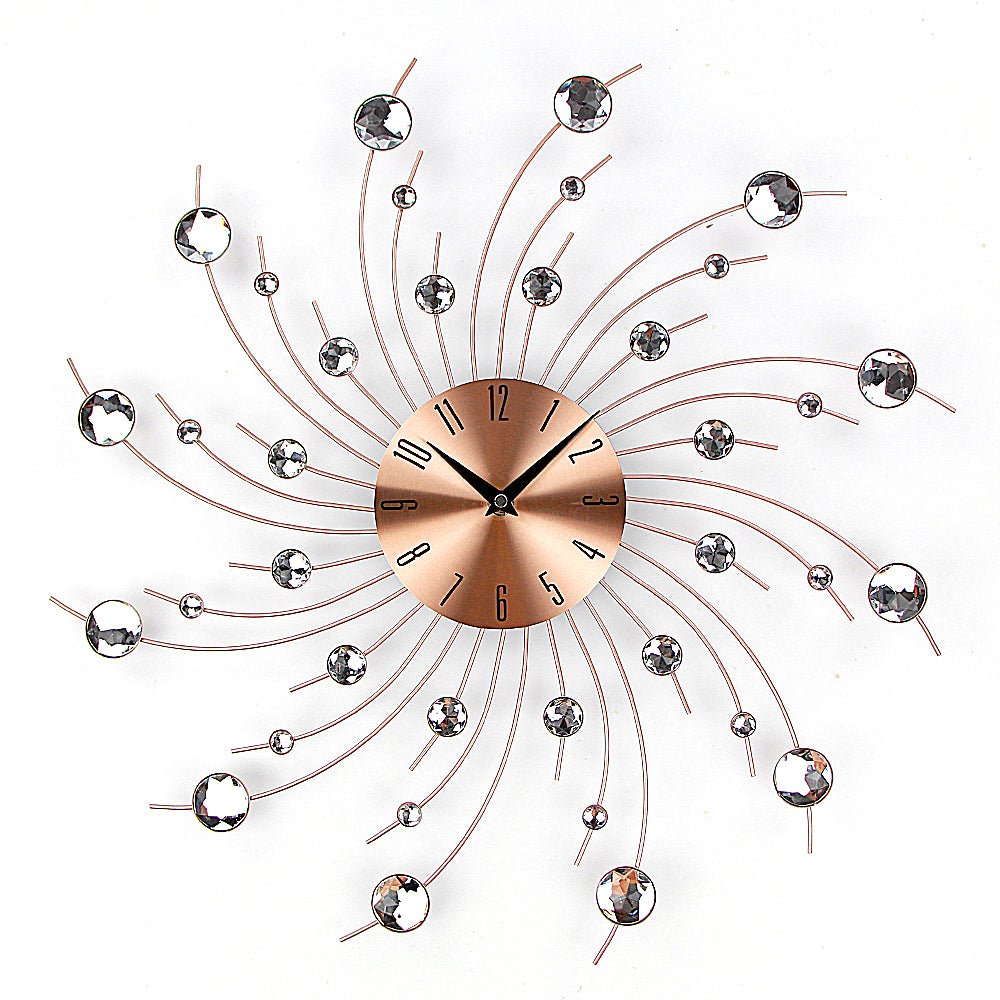50cm Fancy Crystal Luxury Design Retro Art Wall Clock - 9mm Metal Sheet