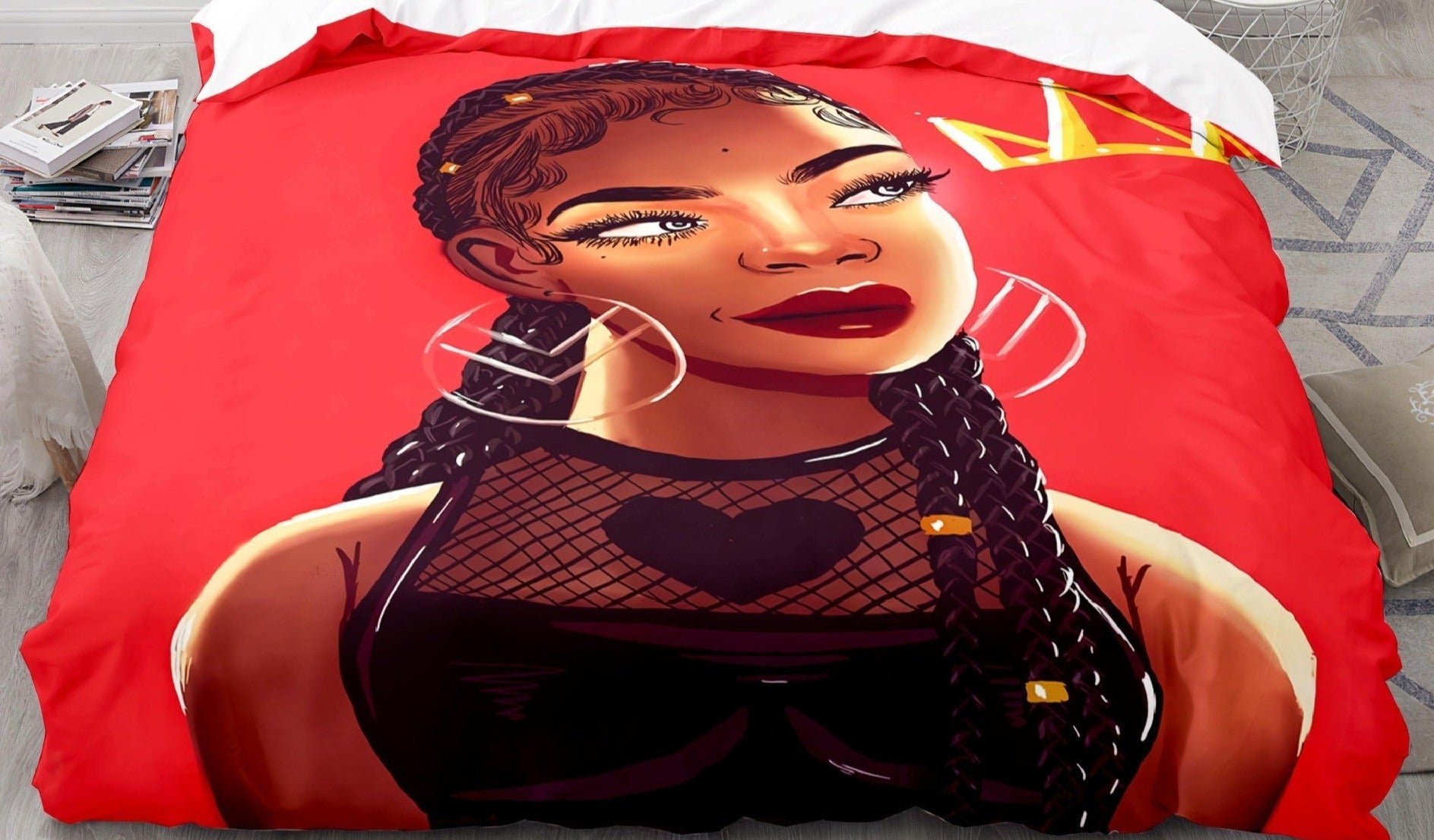 Beautiful Black Girl Bedding Set - 100% Polyester Microfiber.