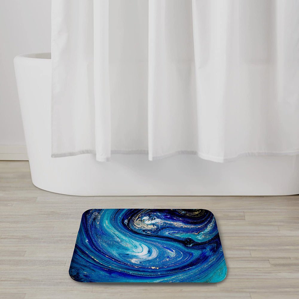Blue Marble Soft Foam Non-Slip Bathroom Mat