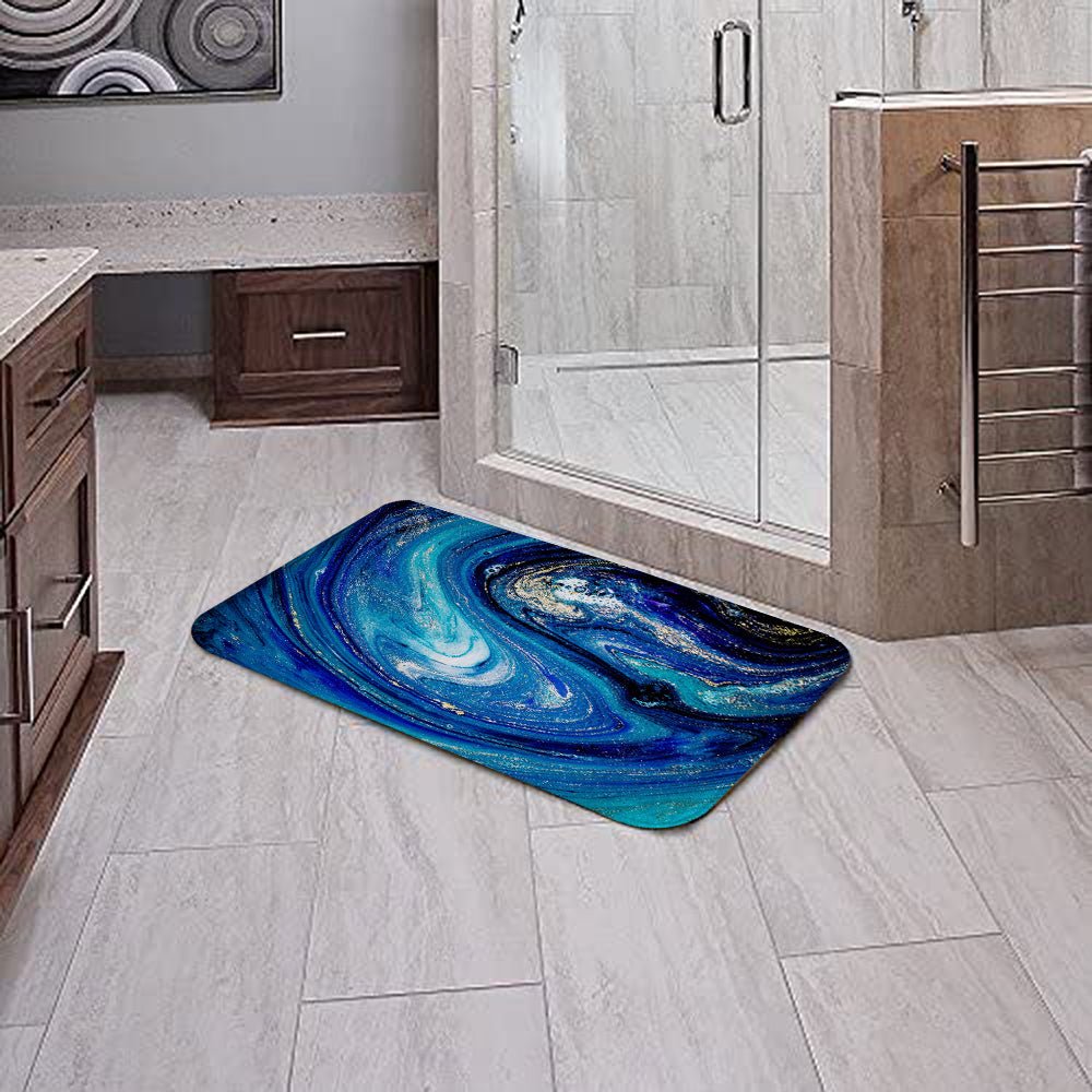 Blue Marble Soft Foam Non-Slip Bathroom Mat