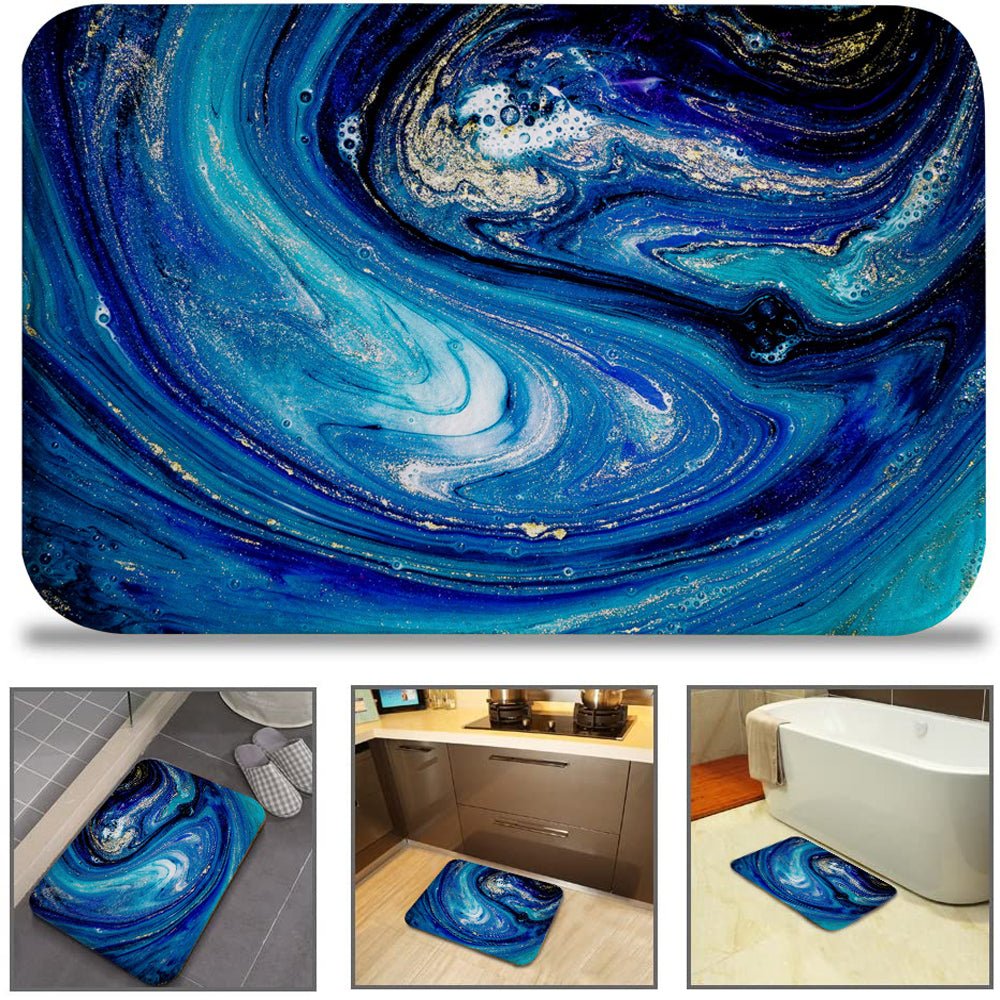 Blue Marble Soft Foam Non-Slip Bathroom Mat