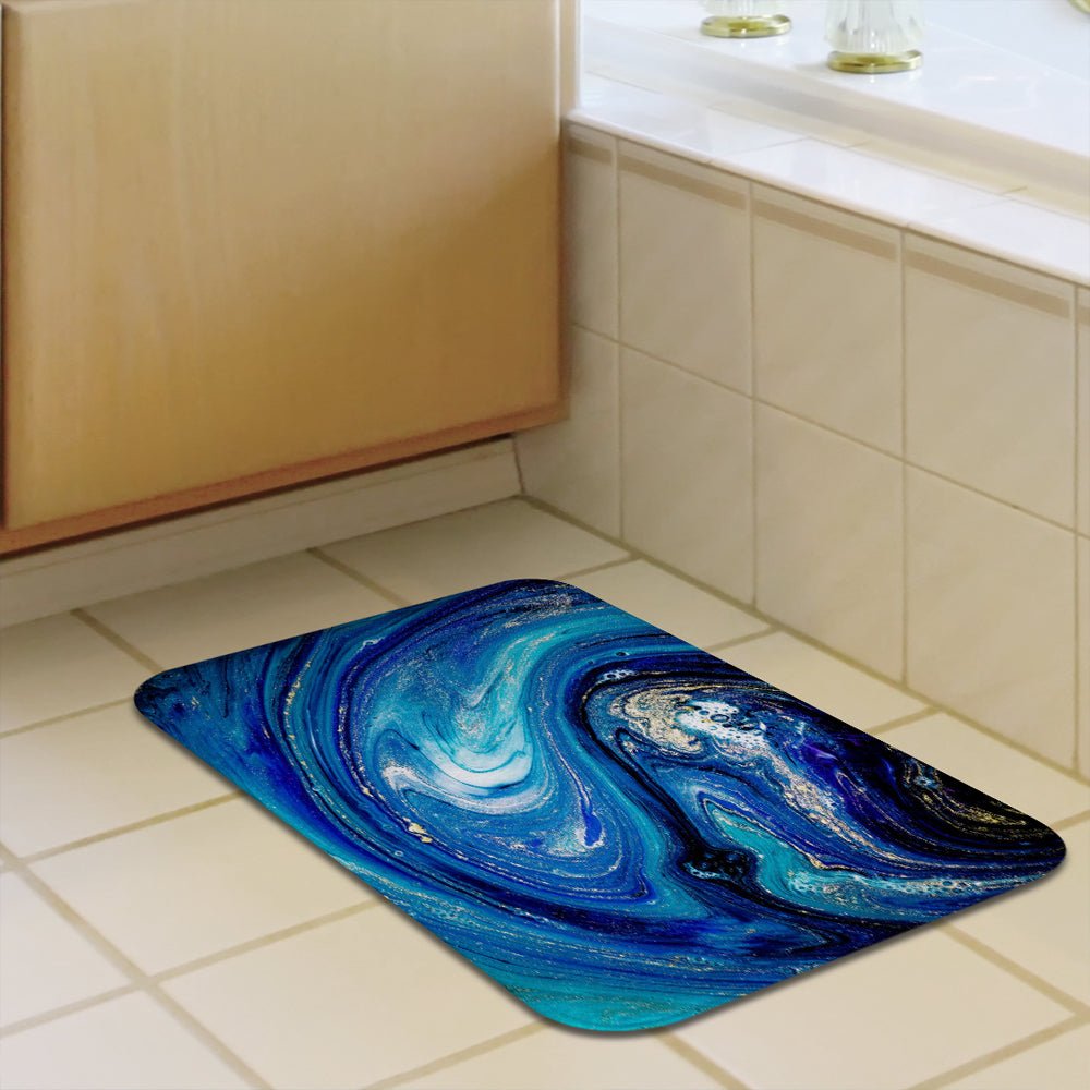 Blue Marble Soft Foam Non-Slip Bathroom Mat