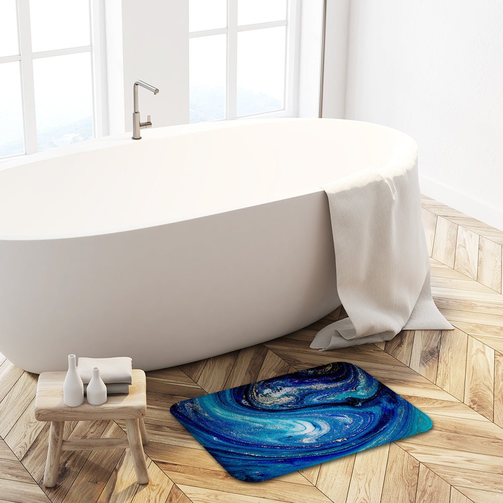 Blue Marble Soft Foam Non-Slip Bathroom Mat