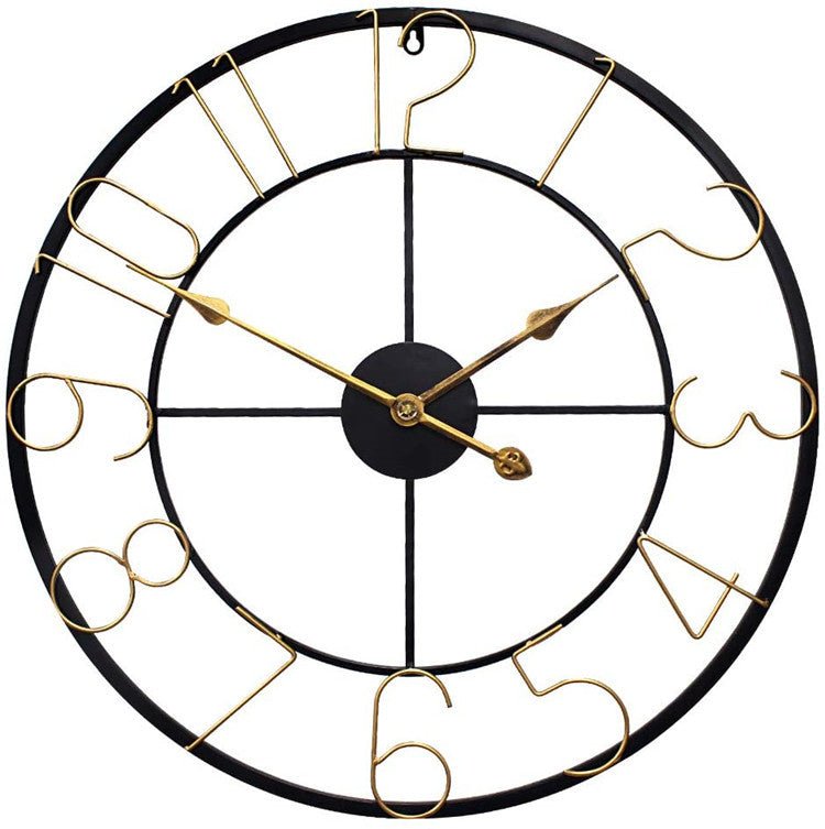 Gold Arabic Metal Large Wall Clock - Retro Quartz Decor | 12mm Metal Sheet