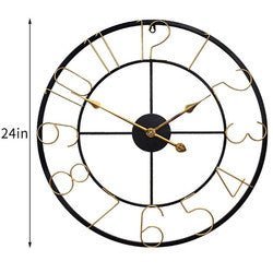 Gold Arabic Metal Large Wall Clock - Retro Quartz Decor | 12mm Metal Sheet