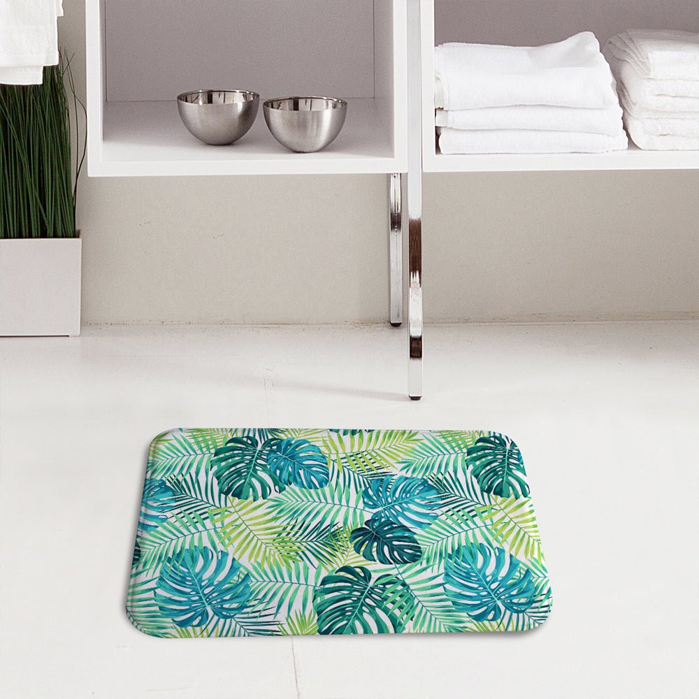 MAMOU 3D Printed Palm Tree Memory Foam Bathroom Mat for a Tropical Oasis