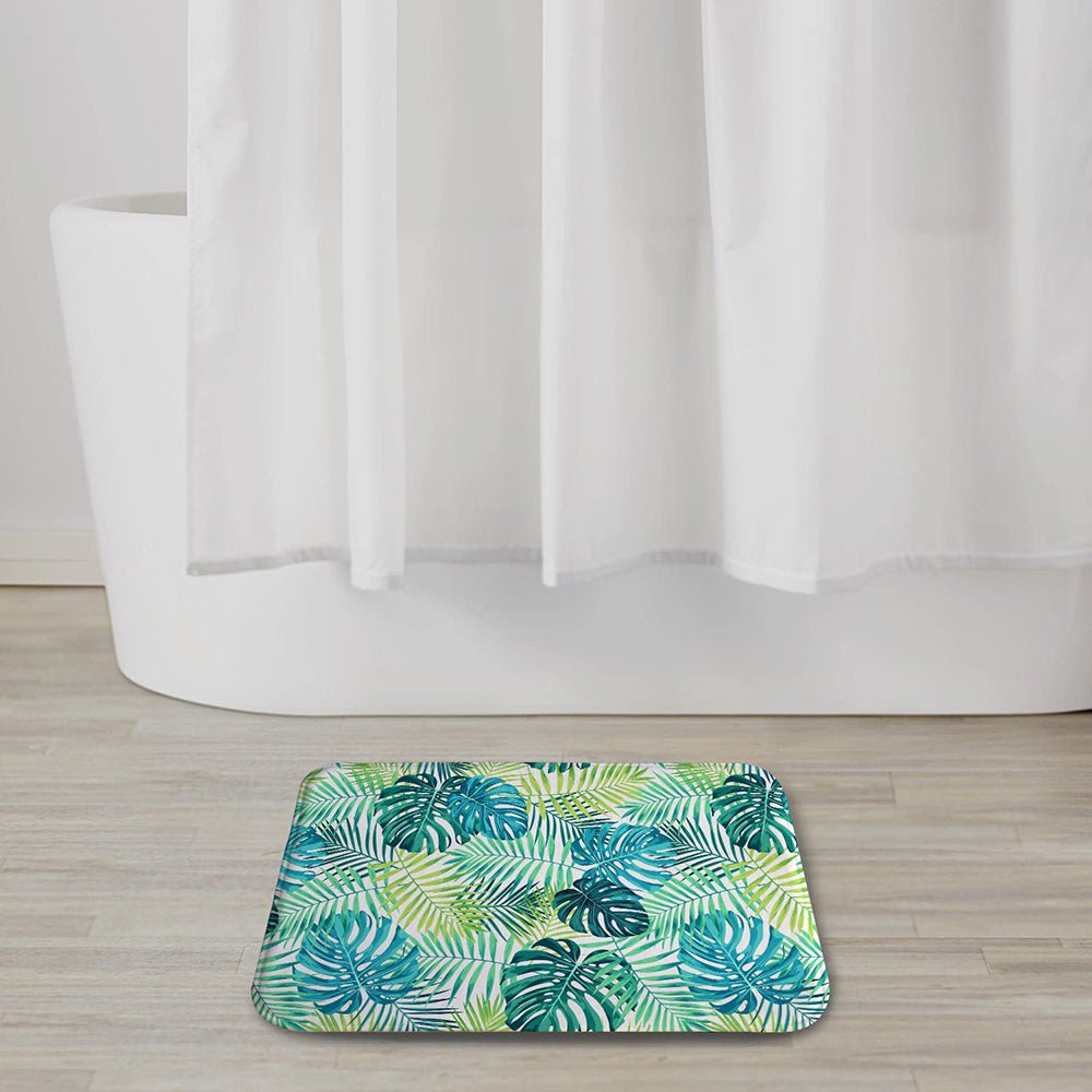 MAMOU 3D Printed Palm Tree Memory Foam Bathroom Mat for a Tropical Oasis