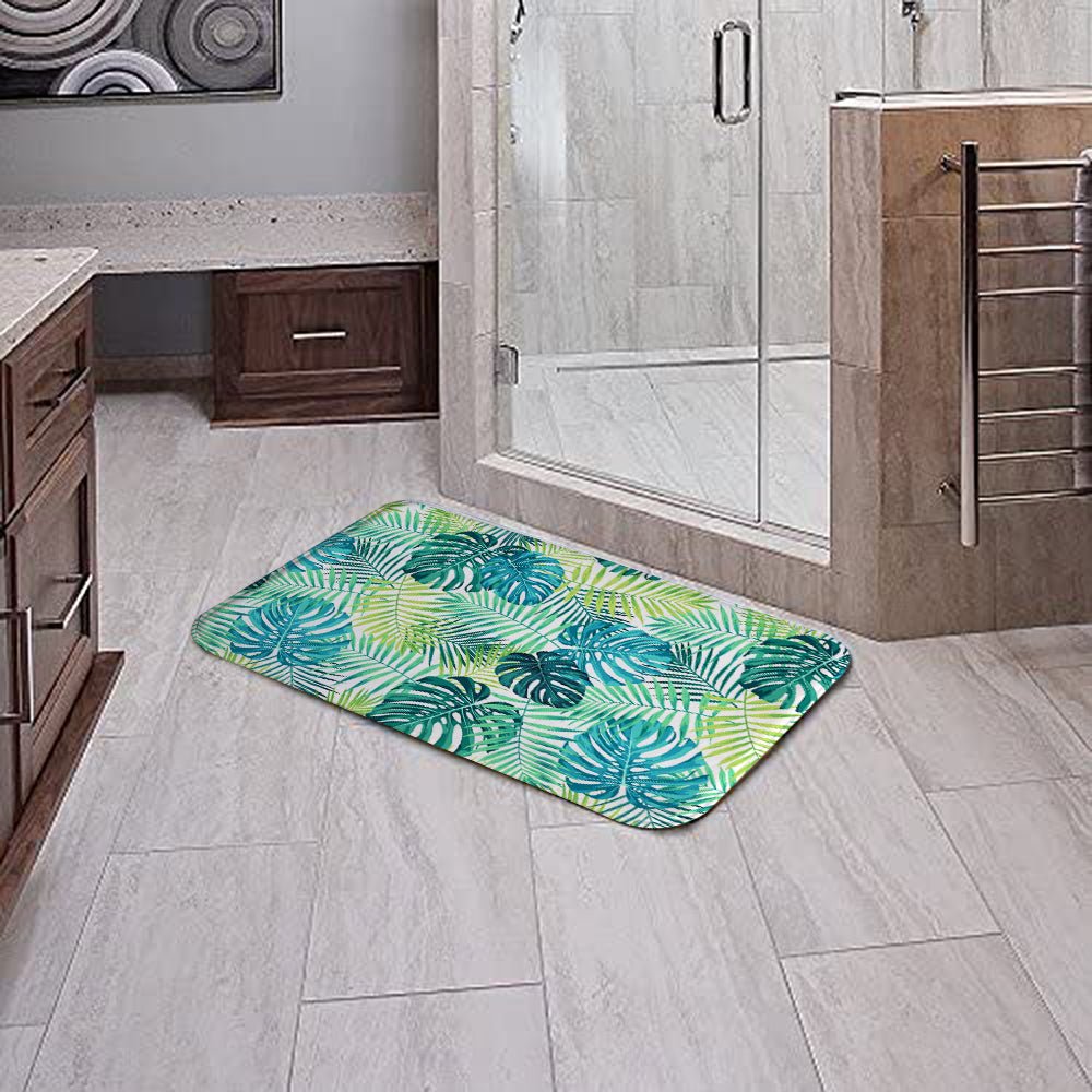 MAMOU 3D Printed Palm Tree Memory Foam Bathroom Mat for a Tropical Oasis