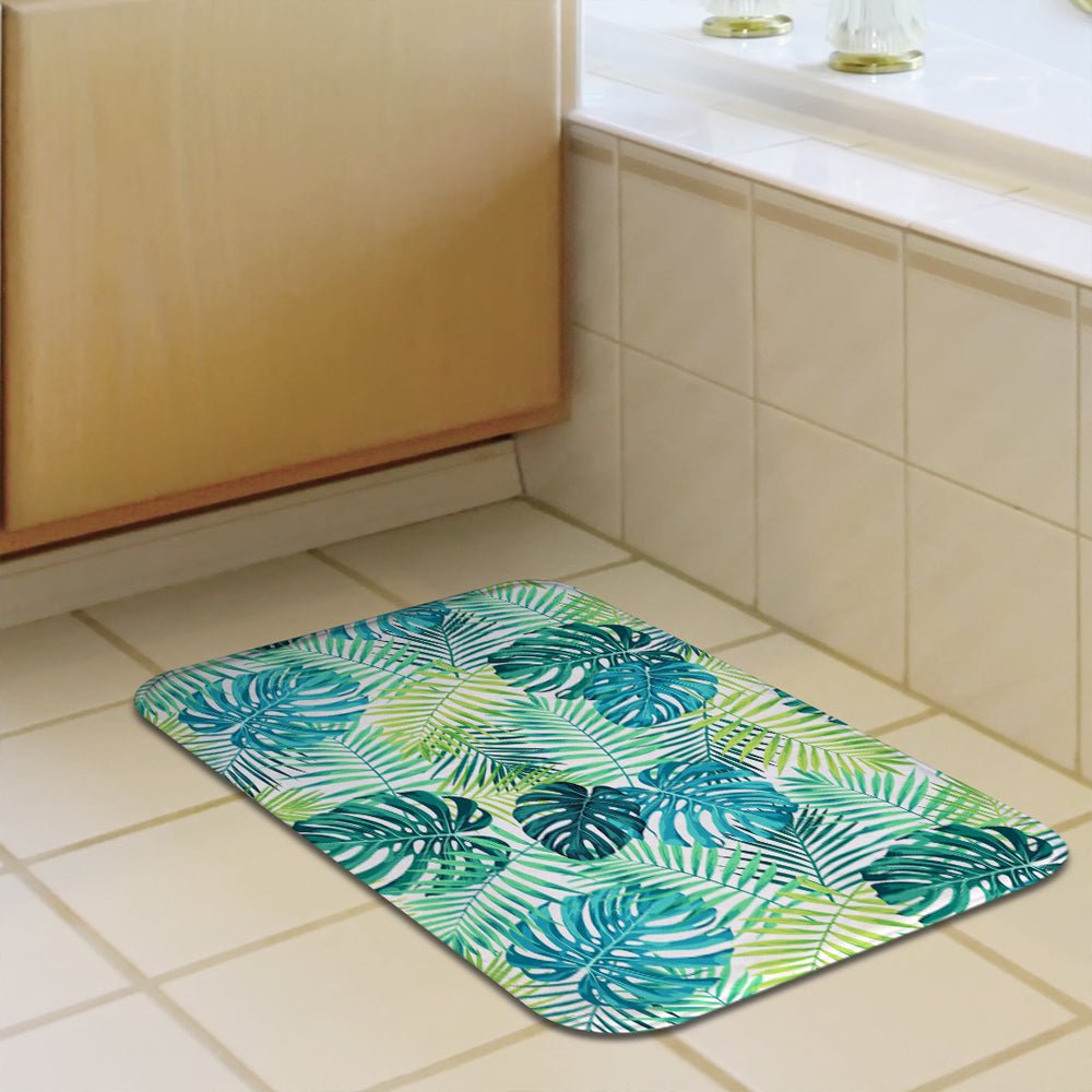 MAMOU 3D Printed Palm Tree Memory Foam Bathroom Mat for a Tropical Oasis
