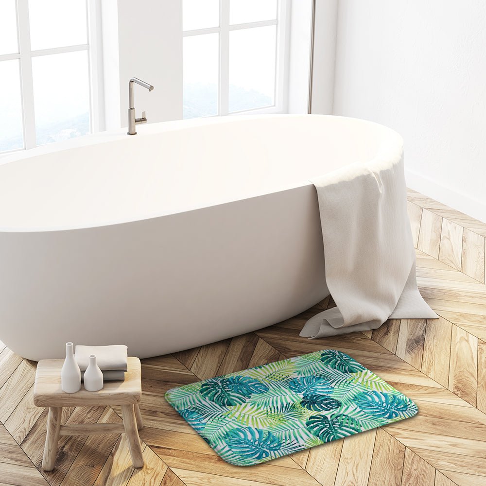 MAMOU 3D Printed Palm Tree Memory Foam Bathroom Mat for a Tropical Oasis