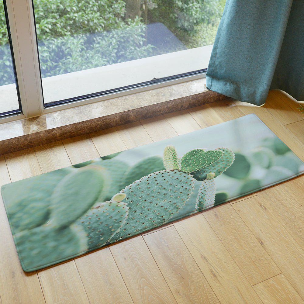 MAMOU Washable Absorbent Cactus Bathroom Mat for Non-slip Floor Protection