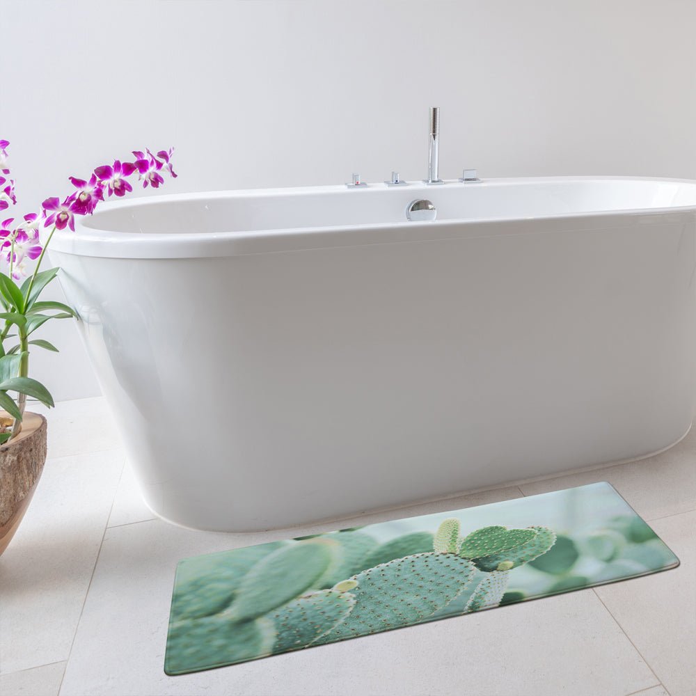 MAMOU Washable Absorbent Cactus Bathroom Mat for Non-slip Floor Protection