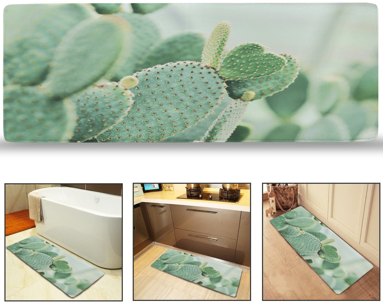 MAMOU Washable Absorbent Cactus Bathroom Mat for Non-slip Floor Protection