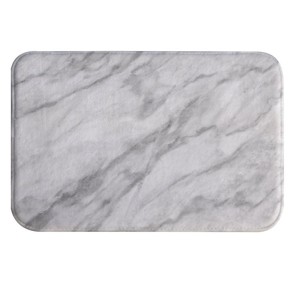 Printed White Marble Soft Foam Non-Slip Bathroom Mat