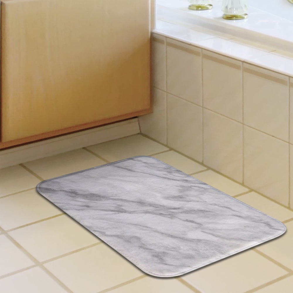 Printed White Marble Soft Foam Non-Slip Bathroom Mat