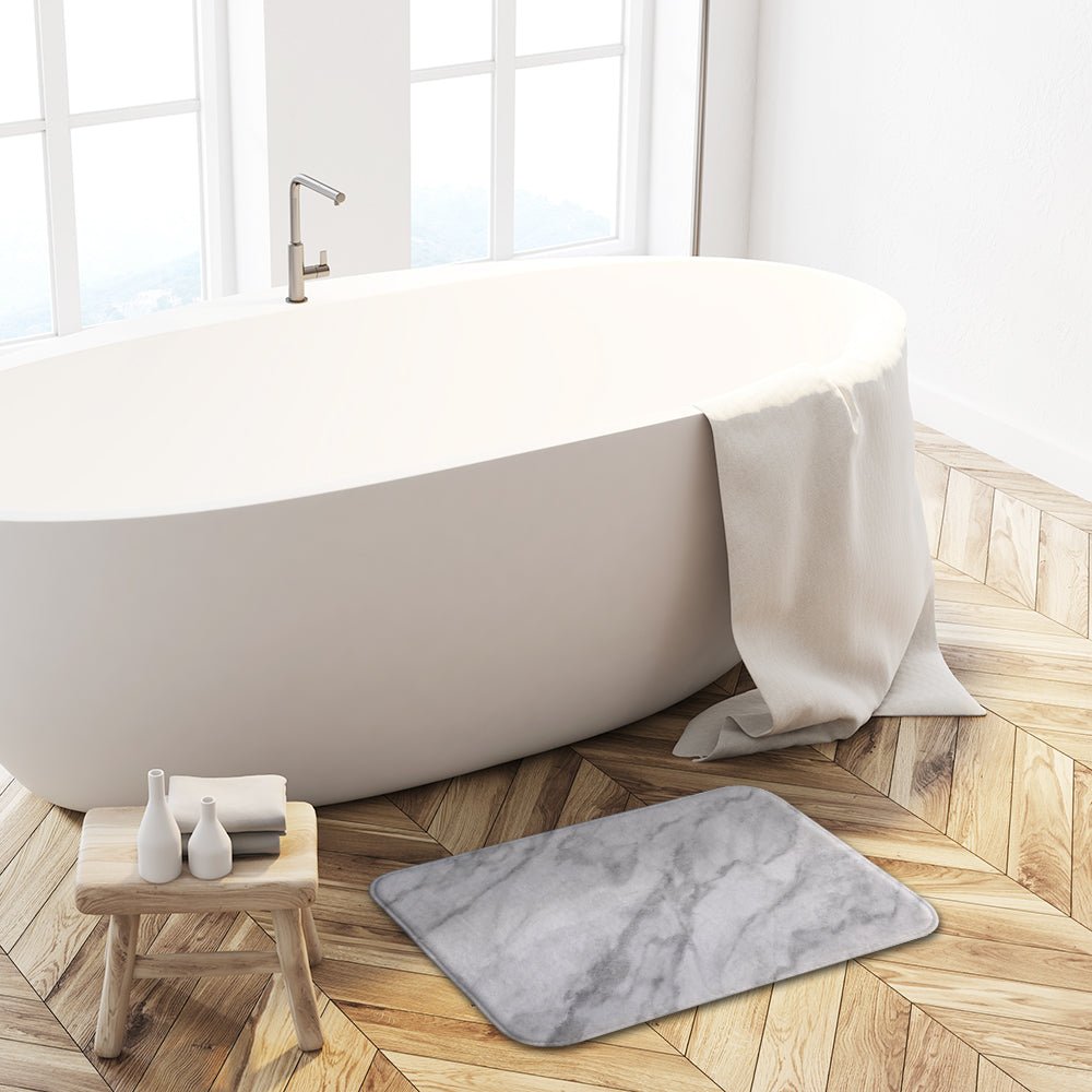 Printed White Marble Soft Foam Non-Slip Bathroom Mat